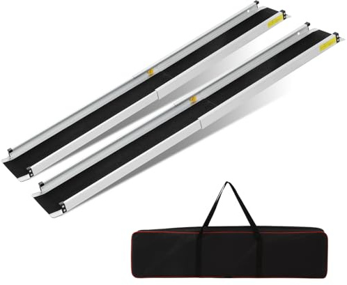 2PCS Telescopic Wheelchair Ramps, 7FT - 213L x 18.9W cm Portable Threshold Ramps,272kg Capacity,for Home Front Door Stair Steps