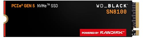 WD_BLACK SN8100 PCIe Gen 5 NVMe SSD 1TB (Up to 14,900MB/s read, 11,000MB/s write speeds, M.2 2280, Next Gen TLC 3D NAND, Best for AI Applications, Gaming, and Video Editing) POWERED BY SANDISK