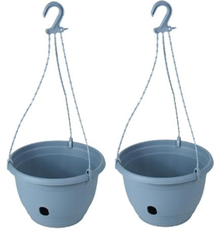 yuwqqoajv Cesto portafiori sospeso in confezione da 2 per Pothos. Pratico ed elegante cesto portafiori sospeso realizzato con pareti in plastica ABS spessa, blu, M