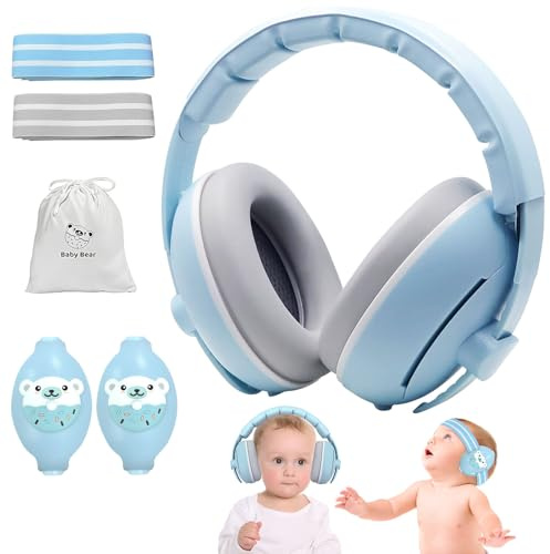 HVIERO 2 in 1, protezione dell'udito per bambini, con cancellazione del rumore, paraorecchie per bambini fino a 48 mesi