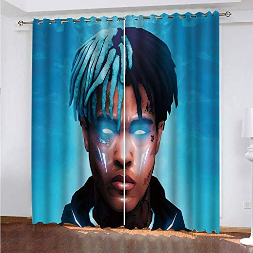 MAYNUO Blickdichte Vorhänge Mit Motiv 3D Junge Mit Blauem Hintergrund Kinder Gardinen Ösen Gardine Thermo 280x160 cm Schlafzimmer Kinderzimmer Vorhange Dekoratives Muster, Verdunklungsvorhänge