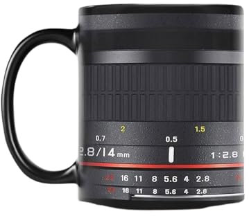 Nudorpn Kamera Objektiv Becher – 350ml Kaffeetasse mit Kameraobjektiv-Design, Lustige Keramik Reisebecher mit Henkel, Fotografen-Kameratasse, Fotografie Geschenk, für Freunde und Familie