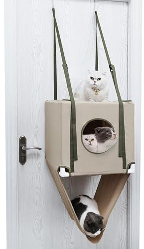 Hängeregal für Katzen, an der Tür befestigt, Kletterhängematte für Katzen, doppellagig, atmungsaktiv, verstellbar, zum, Klettern und Freizeit