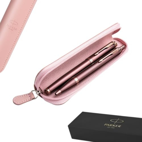 Parker IM Fountain Pen & Ballpoint Pen Set – Burgundy Monochrome – Gift Box – Fine Nib – Smooth QuinkFlow Ink – Elegant Writing Pens for Professionals