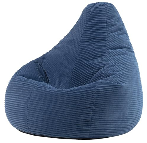 Icon Dalton Sitzsack Cord mit Füllung, Blau