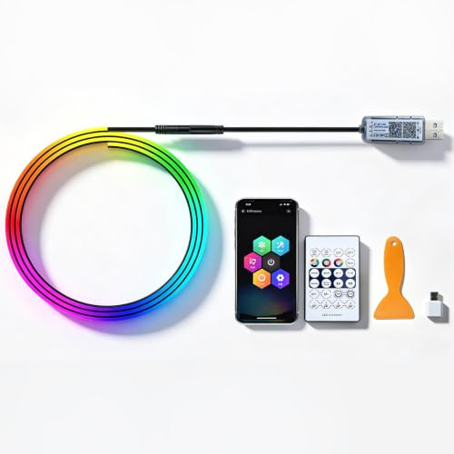 Giabuao Acryl Ambientebeleuchtung Auto LED Innenbeleuchtung, 110cm 168LEDs RGB LED,App+Fernbedienung Control steuerbare,Mehrfarbige Ambientebeleuchtung