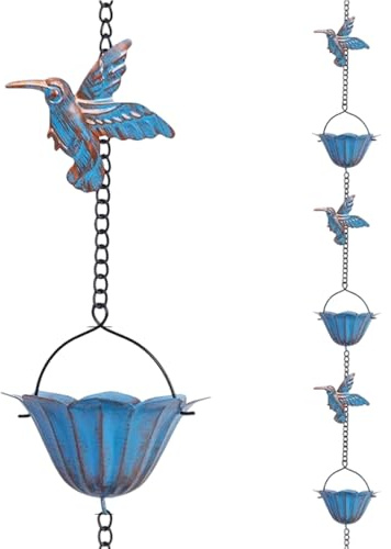 WATERBELINE Regenkette, Kolibri-Regenketten-Set, rostbeständig, Regenrinnenadapter für Dachrinnen, Fallrohre, Dekorationen