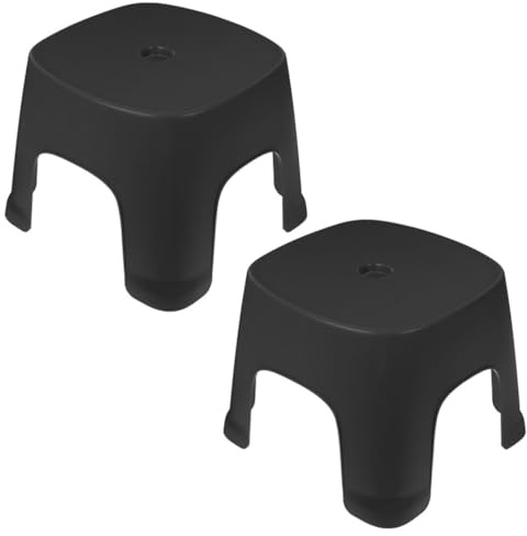 BELLIFFY Lot de 2 Tabourets de Toilette en Plastique Antidérapants Noirs, Petit Marchepied Compact pour Garçon et Filles et Adultes, Repose-pieds Multifonction pour Salle de Bain, Chambre