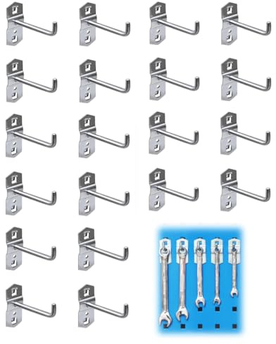 20 ganci da parete forata, in acciaio, per montaggio a parete forata, accessori da parete, ganci da parete in metallo, per vetrine, ganci da parete (75 mm*)