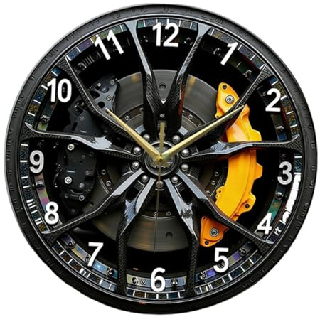 Sharplace Wall Clock 2D Modern Stylish Silent Quartz Movement Decorative Clocks Creative Stereoscopic Wheel Hub Shape Clock for Any Room in House, Office, School, Classroom, Bedroom