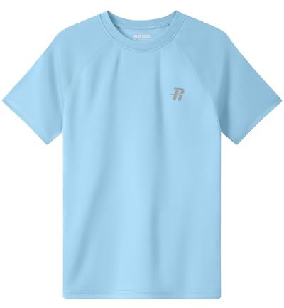 Runhit Kids Rash Vest Short Sleeve, UPF 50+ Sun Protection Swim Top, Quick Dry Rash Guard T Shirt for Beach Running Fishing Surfing Outdoor Sport