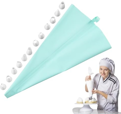 Set di sac à poche – 13 pezzi alimenti riutilizzabili | Punte per crema PP di alta qualità e TPU | Set completo di decorazioni per la cottura per torte, biscotti, tartufi di cioccolato | Facile da
