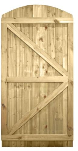 Bespoke Arch Top Wooden Garden Gate, 7ft x 3ft Feather Edge Fully Framed | Up to 210cm High x 90cm Wide, Made to Measure, Heavy Duty, Pressure Treated, Pedestrian Rear Gate Entry, Side Gate Entrance