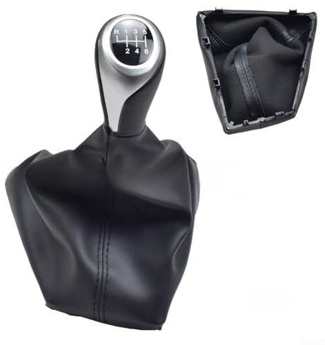 HOHOVYVY Pommeau de levier de vitesse 6 vitesses avec manchette en cuir compatible avec BMW Série 1 F20 F21 2011-2016 Noir/argenté En ABS et cuir Montage rapide (LHD)