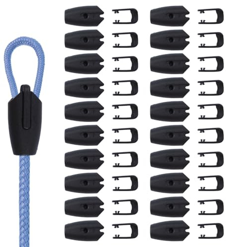 INCREWAY Lot de 20 colliers de serrage réutilisables de 6 mm, clips de connexion de corde en plastique à double trou, attaches réglables pour lacets, vêtements, cordons de serrage, sacs en paracorde