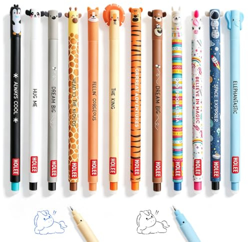 Lot de 12 Gommes à Effacer Gel Kawaii Animaux, Motifs D'Animaux