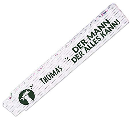 Zollstock mit Namen Thomas und schönem Motiv - Der Mann der alles kann - für Männer | Metermaß | Glieder-Maßstab mit Namen bedruckt | Viele Namen zur Auswahl