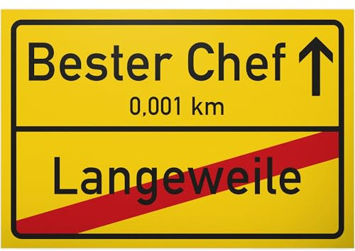 DankeDir! Bester Chef Ortsschild 30 x 20 cm - Schild Türschild Büro Geschenkidee Geburtstagsgeschenk Chef Kleines Geschenk Geburtstag vom Vorgesetzten Lustige Überraschung im Office