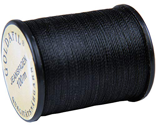 Jeansfaden in Schwarz, 8x 100m Qualitäts - Nähgarn in 210 D/2 - Jeansgarn Denim, 100% Nylon - Reißfestes Garn für die Nähmaschine