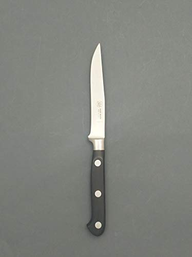 DUE BUOI Coltello Bistecca FORGIATO Lama Liscia - Manico in TECNOPOLIMERO Nero