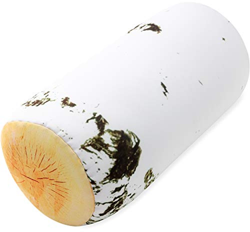 PILLOWY Microbead Log Roll Pillow - Bolster Tube Pillow Cushion Perfect Therapy Pillow - Airy Squishy Soft Bead Bag Bed Room Decoration, Neck Pillow Back Head Body Support, 14 X 8, Birch Wood