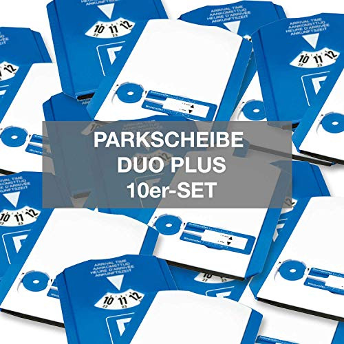 4business 10 x Euro-Parkscheibe Duo Plus, Blau-Weiß | 4-sprachig, § 42 STVO, Reifenprofilmesser, Einkaufswagenchip, Eiskratzer