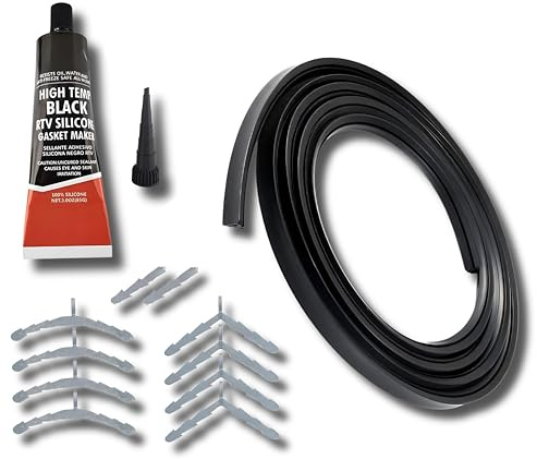ABC Products Joint universel en caoutchouc de silicone pour porte de four,Rond et coin,Livré avec des clips pour coins barbelés et un livret d'instructions de montage complet (français non garanti).