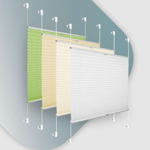 Buseu Plissee Klemmfix ohne Bohren 60x80cm Weiß Faltrollo Plisseerollo | Sonnenschutz für Fenster & Tür, Fensterrollo, Blickdicht, Sichtschutz für Wohnzimmer, Modernes Rollo - einfache Montage