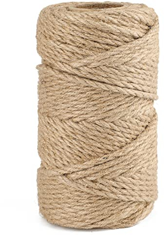 G2PLUS 6MM Thick Jute Rope, 50M Strong Hemp Garden Rope, 3-Ply Jute Twine String for DIY Crafts Arts and Gardening Applications