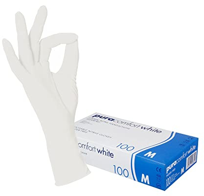 Guanti monouso in nitrile, confezione da 100 pezzi, senza talco, bianco, non sterili, taglia: XL