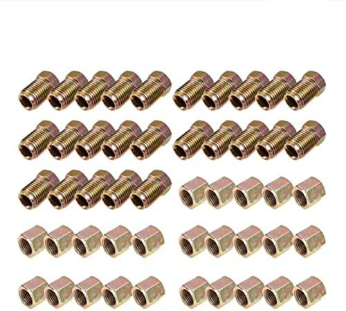 Pyatofly Tuercas de Tornillo de Tubo de Freno de de Extremo/Hembra de 50 Piezas M10 X 1Mm Tubos de Freno de Cobre OD de 3/16 Pulgadas, Accesorios de TuberíA MéTrica