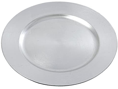 Acan Tradineur - Bajoplato Redondo Reutilizable de plástico - Plato Llano Decorativo – Bandeja para presentación de Dulces de Navidad, turrón, Pasteles - Ø 33 cm – Color Plateado