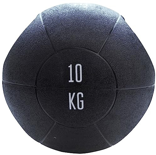 TITAN LIFE PRO Medicine Ball 10 kg DB Grib. Schwarz. Professionelle Medizinball. Langlebige, hochwertige Gummioberfläche. Zwei Griffe.