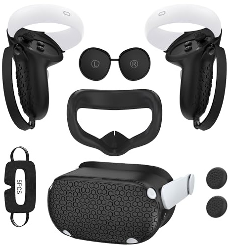 Funda de cojín Facial para Oculus Quest 2, empuñaduras Contorller, Cubierta de Lente, Fundas de Silicona VR, Cubierta de Silicona VR, Cubierta de Palillos para Pulgar para Meta Quest 2, Cubierta
