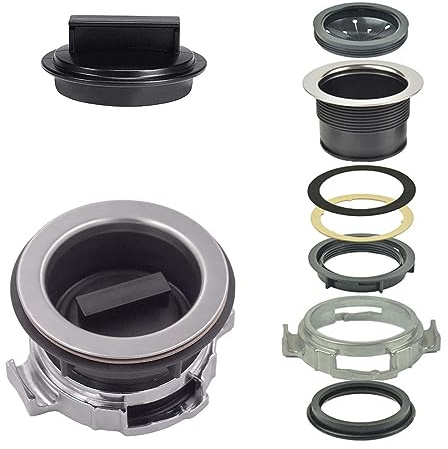 PeiDog 2 in 1 Garbage Disposal Stopper and Garbage Disposal Sink Flange Kit for Waste King,Garbage Disposal Drain Assembly Kit,Rubber Flange and Drain Lock Nut for Waste King (110mm)