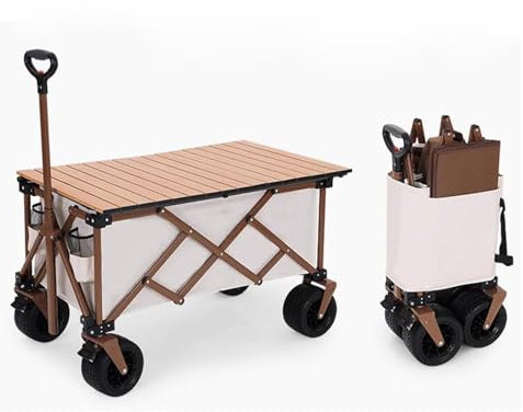 NRNQMTFZ Chariot de Plage Pliable, Chariot de Jardin Pliable Plus Grande capacité pour Festival,Chariot de Transport à roulettes Tout Terrain,pour Camping, Jardin, pêche en Plein air