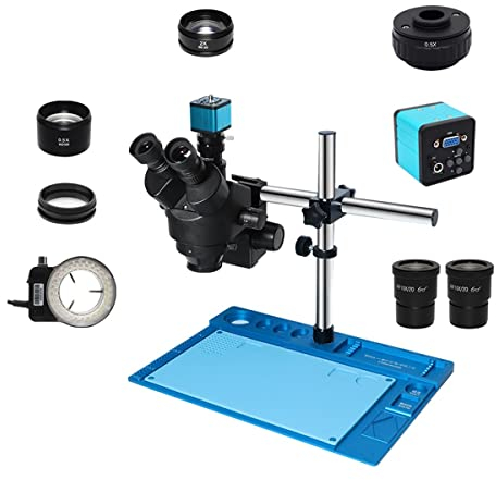 Mikroskop-Zubehör, 3,5 x 90 x, Trinokular-Stereo-Mikroskop, Telefon, Leiterplatte, Löt-Reparatur, biologisches Labor, industrielles Mikroskop-Set, Haltbarkeit und zuverlässige Leistung (Farbe: VGA 0,5