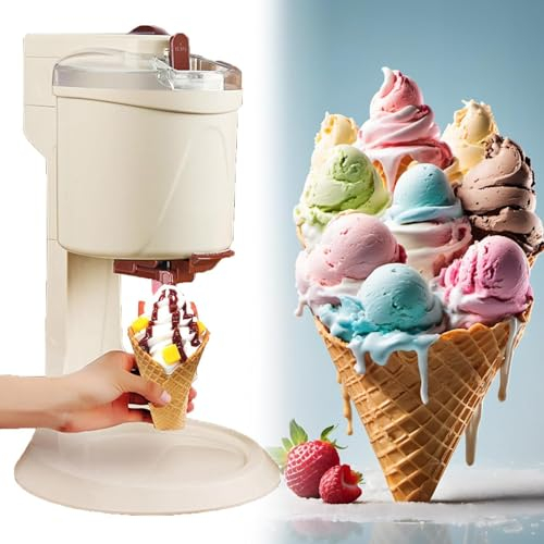 URJWAN Soft Serve Ice Cream Machine, Cream Ice Cream Machine, Home Diy Kitchen Automatic Mini Fruit Soft Serve Ice Cream Maker, Yogurt Ice Cream Makers