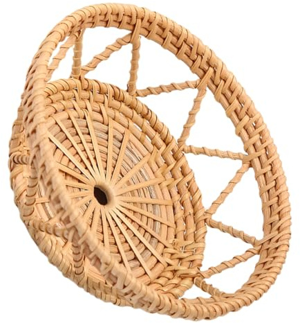 Alipis Cesta Tejida de Ratán Redonda 30 Cm Bandeja para Servir Frutas y Aperitivos Natural Multiusos para Cocina y Comedor Hogar