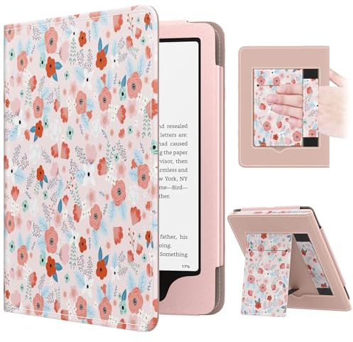 MoKo Case for 7/6.8 Kindle Paperwhite(12th/11th Generation-2024/2021) and Kindle Colorsoft Signature Edition, Slim PU Shell Cover Case with Auto-Wake/Sleep for Kindle Paperwhite 2024, Spring Pink