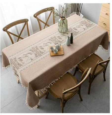 BCughia Tischdecke 140x140CM Quadratisch, Tischdecken Waschbar Polyester Pflanzen Muster Tischdecke für Küche,Esszimmer,Tischdekoration, Kaffee