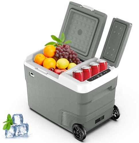 Alpicool Frigorifero Portatile Elettrico 38L, Doppia zona Frigoriferi Portatile per Auto 12V /24V DC 100~240 Volt AC Frigo Auto -20℃~20 ℃, Mini Frigo da Campeggio per Camion Barca Viaggio Picnic