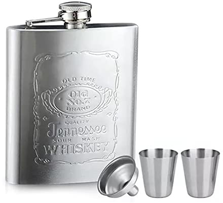 Petaca para Whisky, Petaca de Bolsillo de Acero Inoxidable a Prueba de Fugas con Embudo, Capacidad de 7 Onzas, Fácil de Transportar, Duradera para Senderismo, Escalada, Pesca,