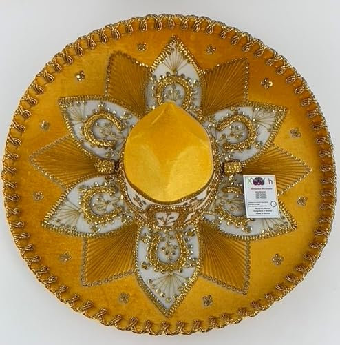 Sombrero Mariachi Hut in mango gelb und gold Farbkombianation in M Größe aus Mexiko