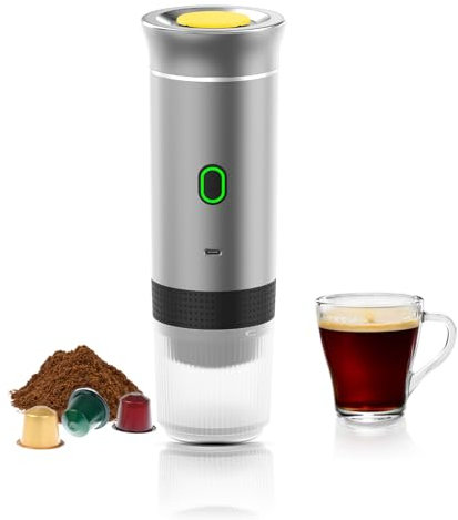 Macchina da caffè portatile con capsula espresso 12 V Macchina da caffè espresso elettrica senza fili Macchina da caffè manuale per auto campeggio viaggio roulotte ufficio (nessuna funzione di