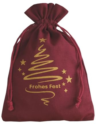| 6 Weihnachtsbeutel - Tannenbaum- Frohes Fest- Bordeaux - Adventskalender, Weihnachten, Geschenkverpackung, Christkind (23x15 cm)