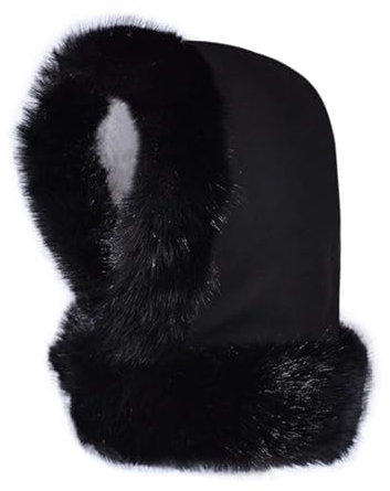 Lifup Damen Wintermütze Plüsch Fliegermütze Warme Fellmütze Pelzmütze Trappermütze Hut mit Ohrenklappen, Winddicht Skimütze Schwarz