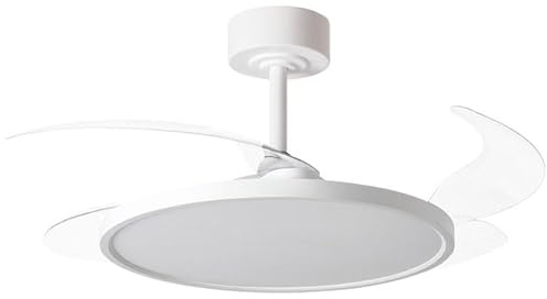 BEL AIR HOME - Ventilatore da soffitto SLIM - Motore DC silenzioso - Pale pieghevoli - Luce LED 36W regolabile 3000K-6500K - Telecomando incluso - Design moderno, Bianco