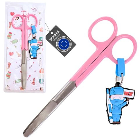 Ph Pro Heat Verbandschere Pflege für krankenschwester- Medizinische Schere aus Edelstahl - Erste Hilfe Schere mit Gravur – Verbandsschere Stumpfe Spitze Rosa.