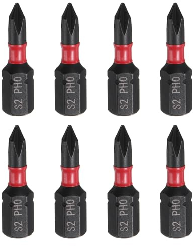 sourcing map 8pcs PH0 Phillips Screwdriver Bit 1/4 Hex Shank 25mm/1 Length Magnetic Cross Head Hex Bits S2 Steel Screw Driver Bit Industrial Grade Electric Drill Bits